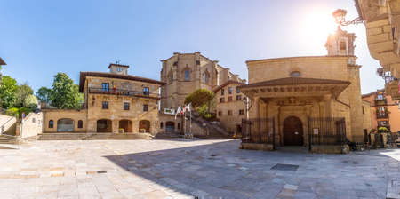 Town square with the town hall in the municipality of Lezo, the small coastal town in the province of Gipuzkoa, Basque Country. Spainの写真素材