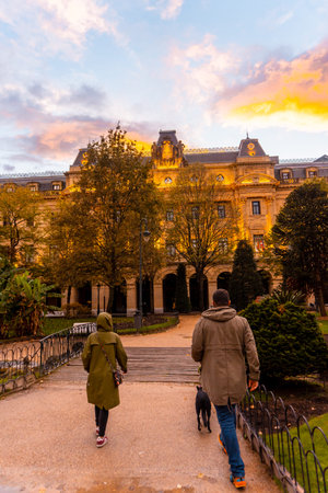 San Sebastian, Gipuzkoa (Spain). December 2020: Sunset in the beautiful city of San Sebastian
