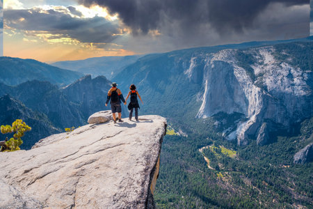 Finished the Taft point trekking in Yosemite National Park in sunset. United States