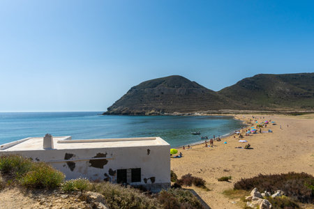 El Playazo de Rodalquilar in Cabo de Gata on a beautiful summer day, AlmerÃ­a. Mediterranean sea, spainのeditorial素材