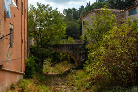Gerona medieval city, entrance to the Jewish quarter in the city, Costa Brava of Catalonia in the Mediterranean. Spainの写真素材