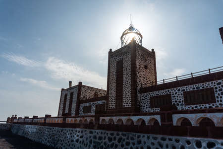 Detail of the Entallada Lighthouse at sunset in the municipality of Las Playitas, east coast of the island of Fuerteventura, Canary Islands. Spainの写真素材
