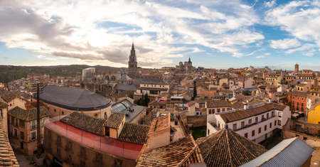 Panoramic from the rooftops in the medieval city of Toledo in Castilla La Mancha, Spainのeditorial素材