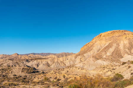 Barranco de Las Salinas in the desert of Tabernas, AlmerÃ­a province, Andalusiaの写真素材