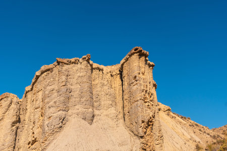 Details on the desert walls of Tabernas, AlmerÃ­a province, Andalusia. On a trek in the Rambla del...