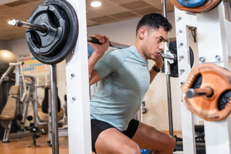 Athlete man in the gym lifting weights, healthy and healthy life doing sports
