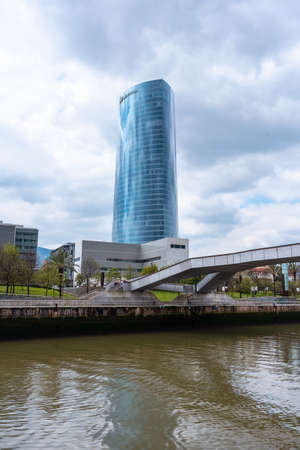 View of the Iberdrola building in the city of Bilbao, Vizcaya. basque countryのeditorial素材