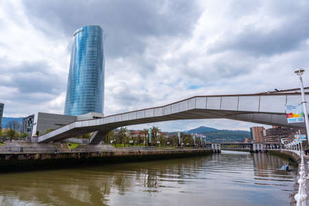 Beautiful view of the Iberdrola building in the city of Bilbao, Vizcaya. basque countryのeditorial素材