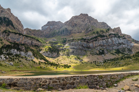 Ibon de Piedrafita in summer, Tena valley in the Pyrenees, Huesca, Spain. nature and landscape