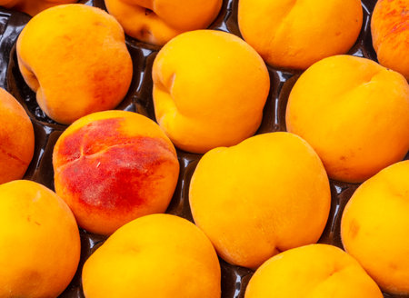 Peaches at the Farmers Market in the Madeira city of Funchal. Portugalの写真素材
