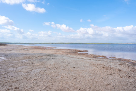 Views from the window of the cabin at the Laguna de la Mata viewpoint in Torrevieja, Alicanteの写真素材