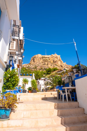 Beautiful white and picturesque houses in the Santa Cruz neighborhood in Alicante. Valencian Communityの写真素材