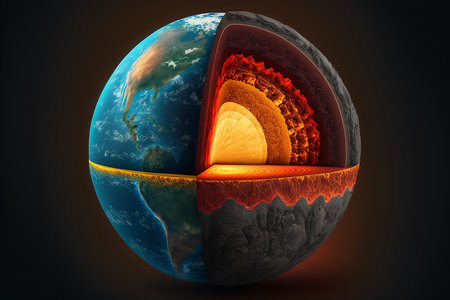 layers of the planet earth and the core. ai generated art