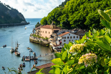 View from a viewpoint of the bay of Pasajes San Juan next to San Sebastian, Gipuzkoa, Spainの写真素材
