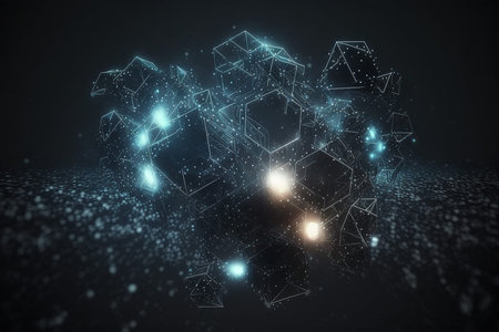 abstract technology particles mesh . Ai generated art background