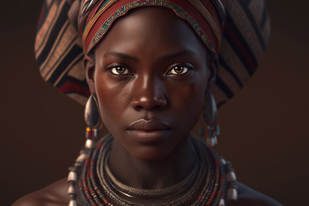 Portrait of woman from Dogon tribe, West Africa. ai generated artの写真素材
