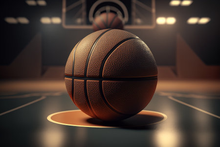 Photography of basketball ball in basketball field. ai generated artの写真素材