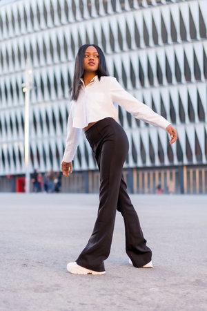 African American woman in a pose, fashion photography, vertical photoの写真素材