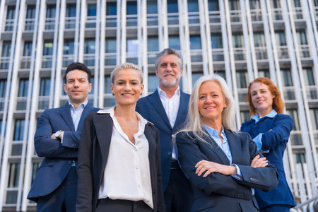 Portrait of Successful Senior Executives in Commercial Building with Business Attireの写真素材