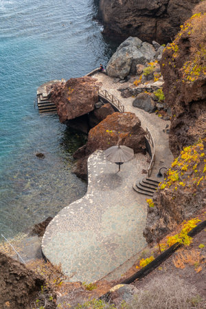 Recreational area of the town of Tamaduste located on the coast of the island of El Hierro in the Canary Islands, Spainの写真素材