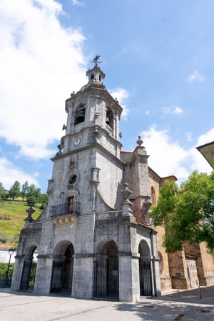 Church of San Bartolome in the town of Ibarra province of Gipuzkoa next to Tolosa, Basque Countryの写真素材
