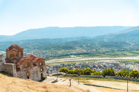 Chapel of the Holy Trinity in the castles in the historic city of Berat in Albania, the city of a...