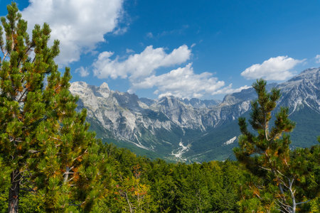 The mountain peaks of the valley of Theth national park, Albania. Albanian Alps