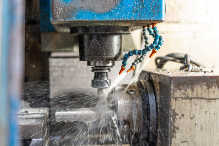 Machines from the metal industrial factory in the numerical control sector, high-tech milling...