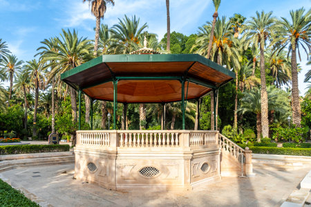 Quisco in the temple or pergola in the palm grove park in the city of Elche. Spainの写真素材