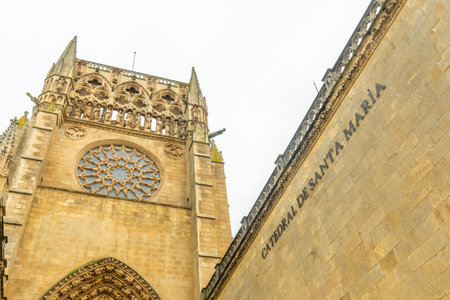 Detail of the Gothic Cathedral of Burgos called Santa Maria, Castilla Leon, Spainの写真素材