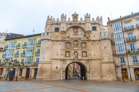 Beautiful Santa Maria Arch before reaching the Cathedral of Burgos, Castilla Leon, Spainの写真素材