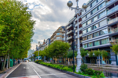 Avenue without people in Donostia San Sebastian, Gipuzkoa. Basque Countryの写真素材