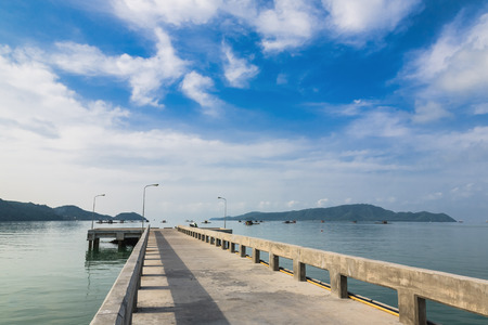 Fishing boat in the sea And the beautiful skyの写真素材