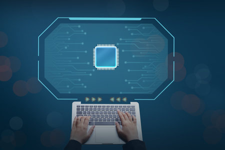 Business artificial intelligence concept, using AI,artificial to manage data, business people using...