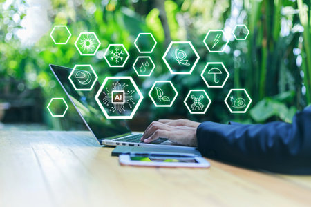 AI artificial intelligence Agricultural technology, green technology and environmental technology, sustainable development, ESG for the environment, artificial intelligenceの写真素材
