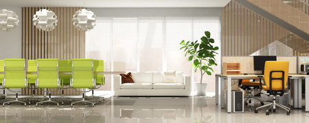 Modern office interior design. 3D Render