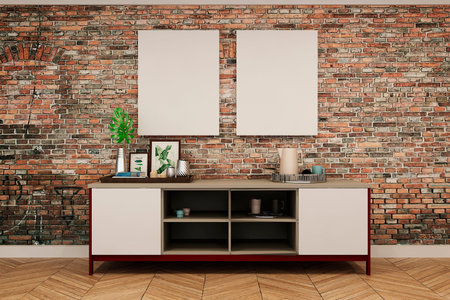 Modern interior of kitchen with living room in apartment or private house