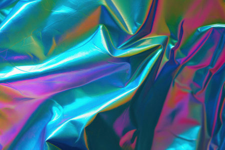 Futuristic abstract minimal background of bluish tones, spectrum of refracting colors, iridescent, luminous colors that seem to change when seen from different angles. Generative AI.の素材