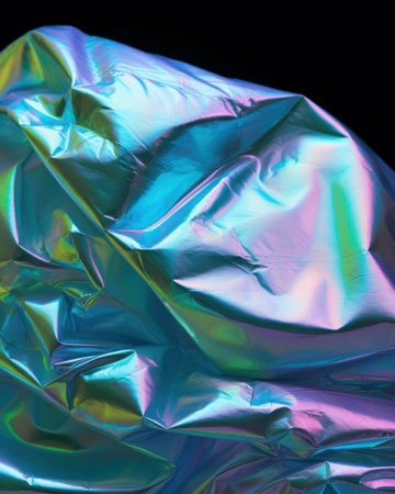 Futuristic abstract minimal background of bluish tones, spectrum of refracting colors, iridescent, luminous colors that seem to change when seen from different angles. Generative AI.の素材