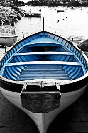 Black, white and blueの写真素材