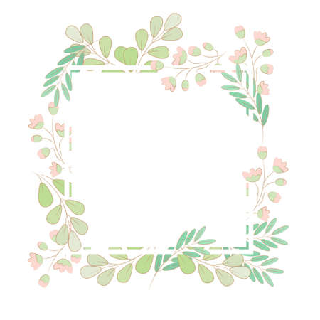 minimal flat style grass flower spring wreath eps10 vector illustrationのイラスト素材