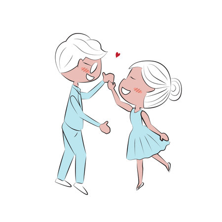 doodle hand draw couple kiss for valentine's dayのイラスト素材