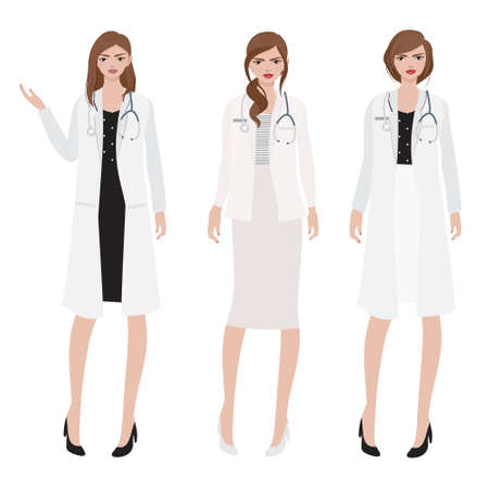 flat style woman doctor with stethoscopeのイラスト素材