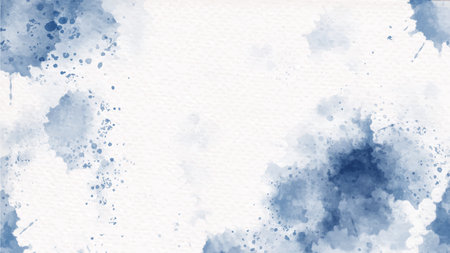 navy blue indigo colorful watercolor splash on paper backgroundのイラスト素材