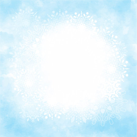 watercolor snow flake frame for winter or christmas abstract backgroundのイラスト素材