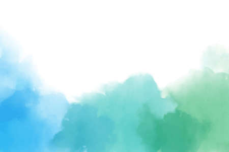 blue and green watercolor splash in cool toneのイラスト素材