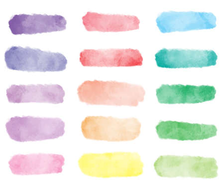 colorful rainbow watercolor wash splash background banner collectionのイラスト素材
