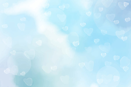 blue watercolor blurred heart bokeh background for valentine's day eps10 vectors illustrationのイラスト素材