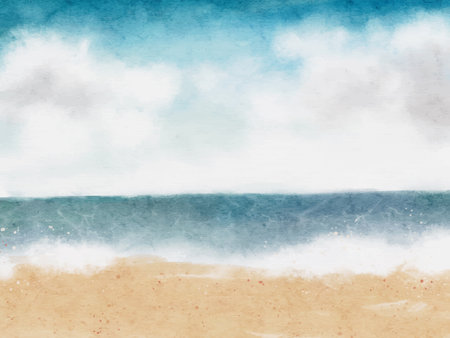 watercolor ocean beach abstract backgroundの写真素材
