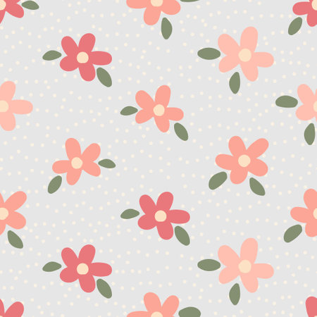 cute simple daisy wild flower pastel seamless patternのイラスト素材